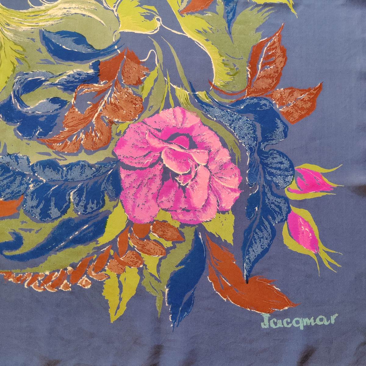 Vintage Jacqmar Botanical Swirl Silk Scarf