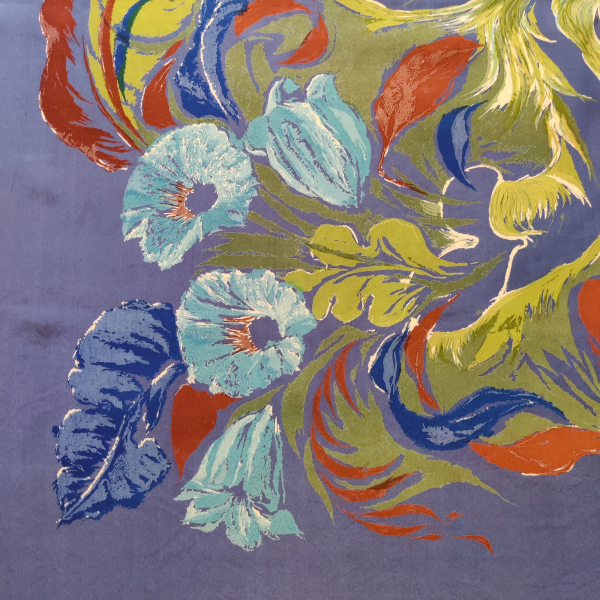 Vintage Jacqmar Botanical Swirl Silk Scarf