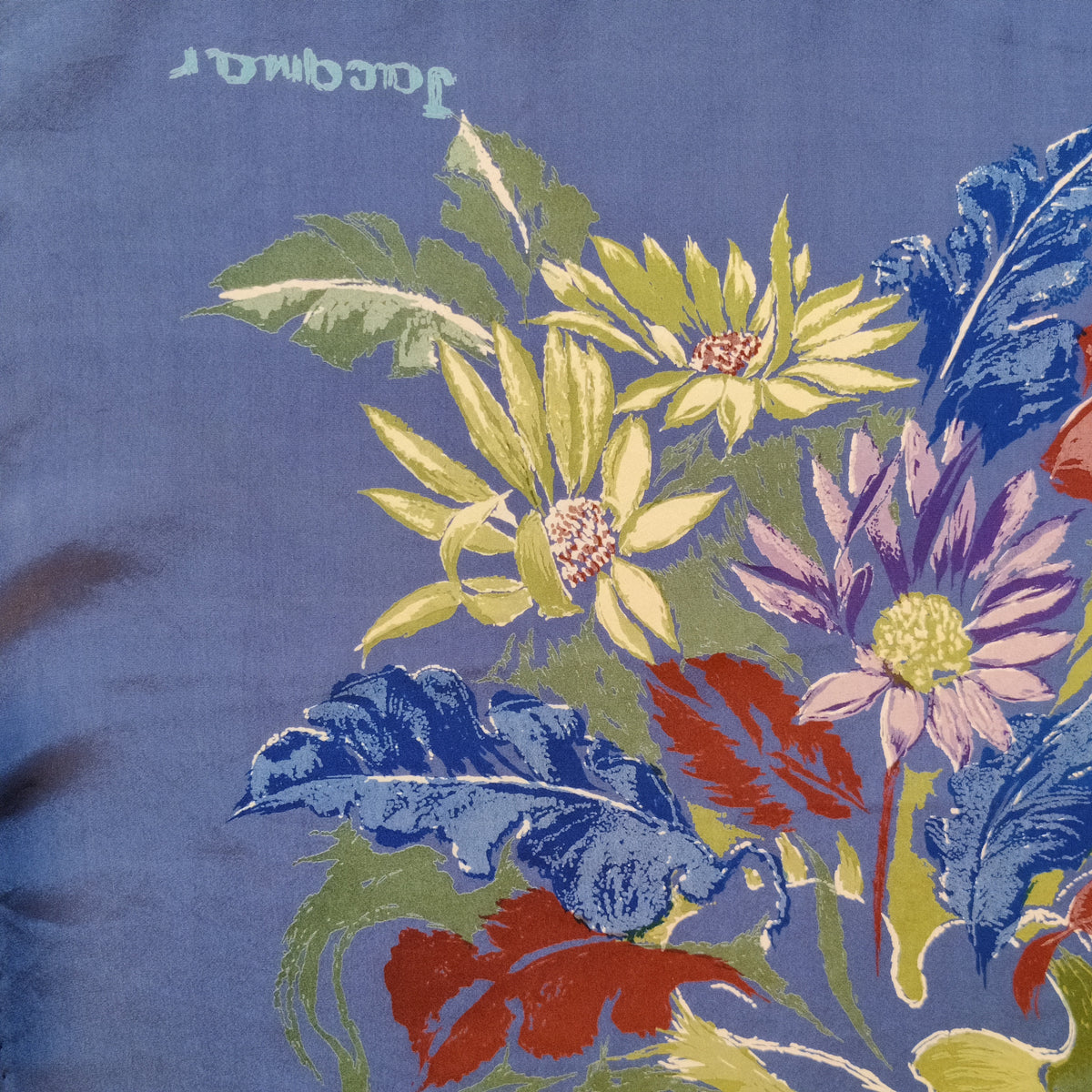 Vintage Jacqmar Botanical Swirl Silk Scarf