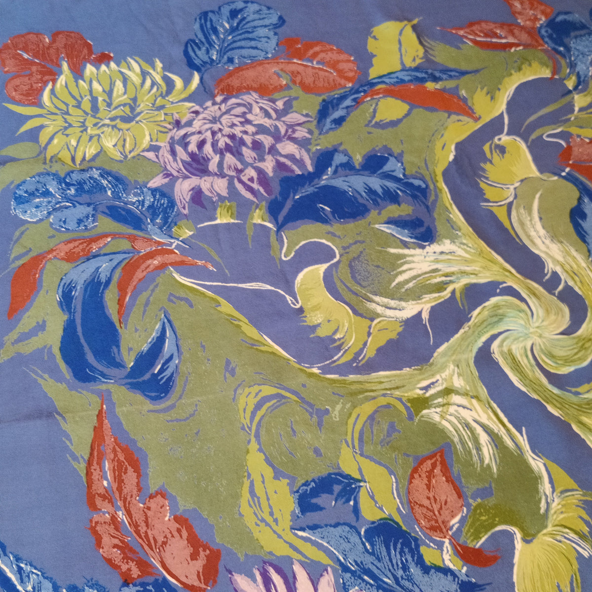 Vintage Jacqmar Botanical Swirl Silk Scarf