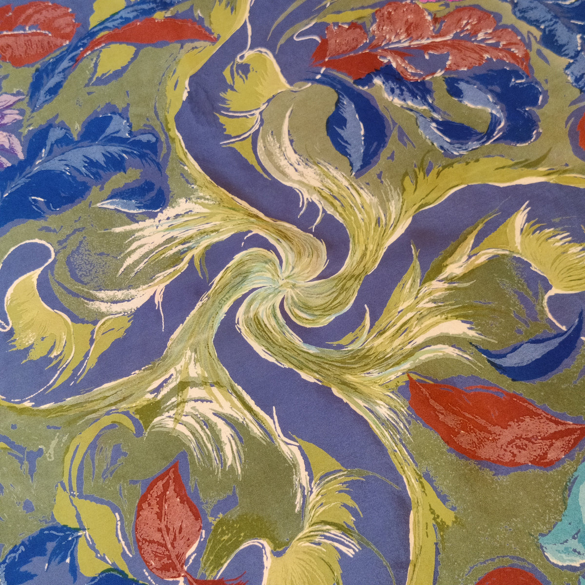 Vintage Jacqmar Botanical Swirl Silk Scarf