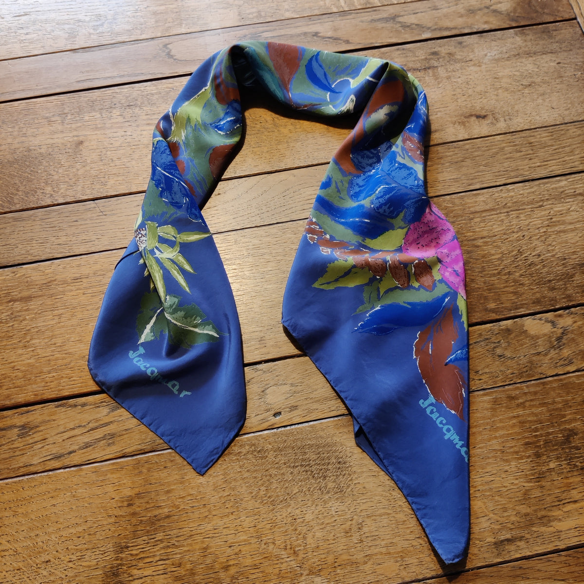 Vintage Jacqmar Botanical Swirl Silk Scarf