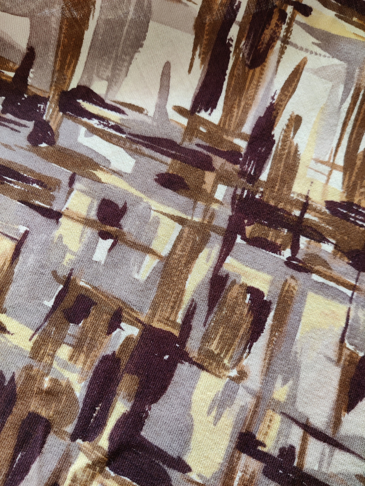 Vintage Modernist Abstract Crosshatch Fringe Square Scarf