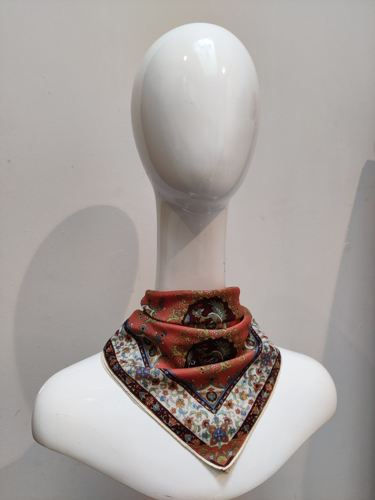 Vintage Persian-Motif Cotton Gauze  Neckerchief/Pocket Square