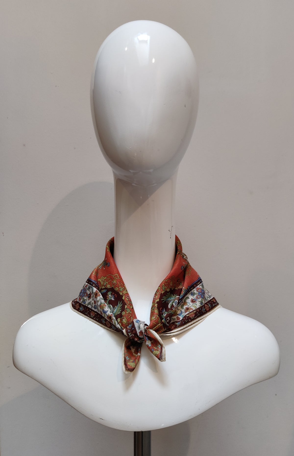 Vintage Persian-Motif Cotton Gauze  Neckerchief/Pocket Square