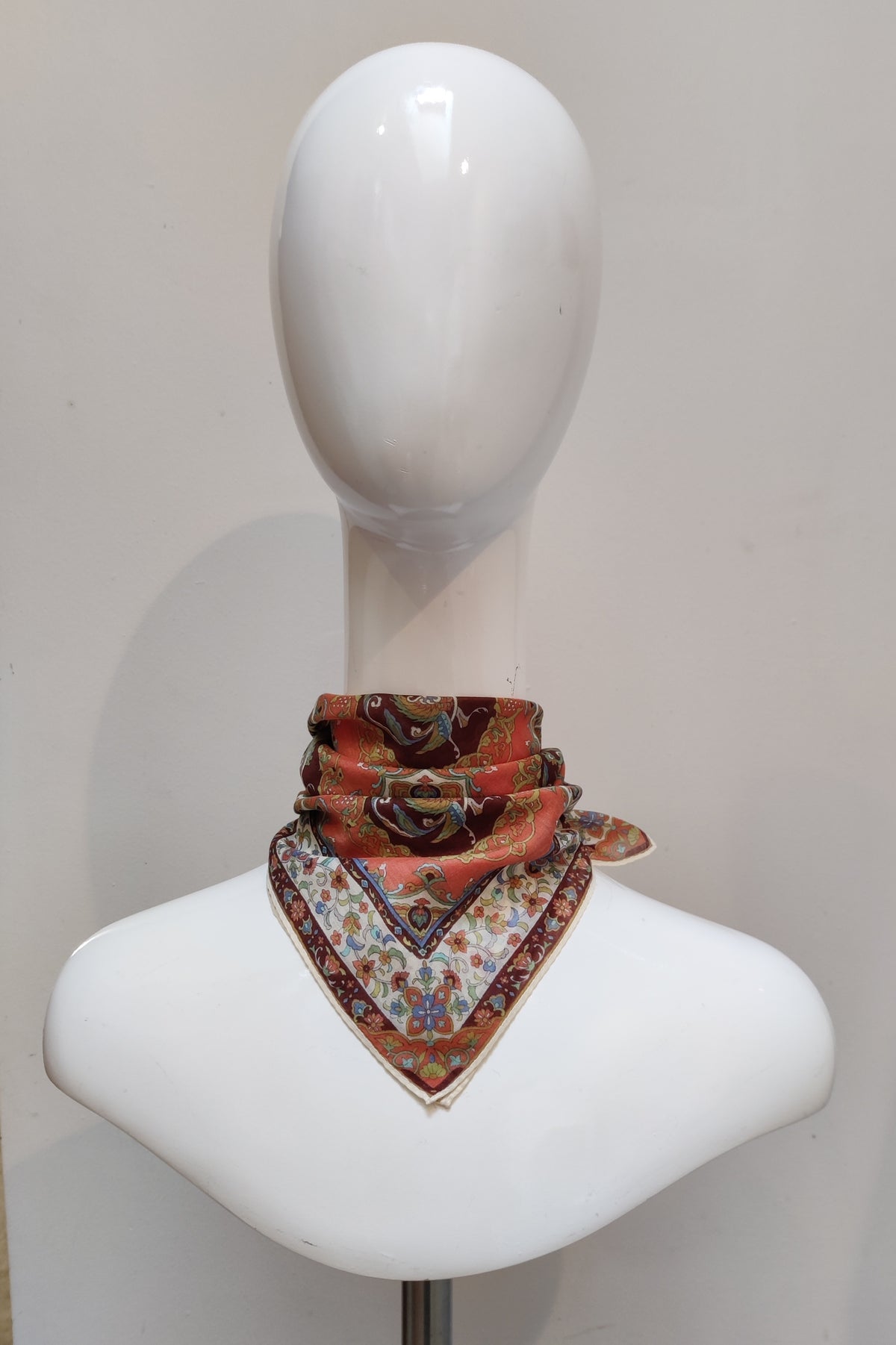Vintage Persian-Motif Cotton Gauze  Neckerchief/Pocket Square