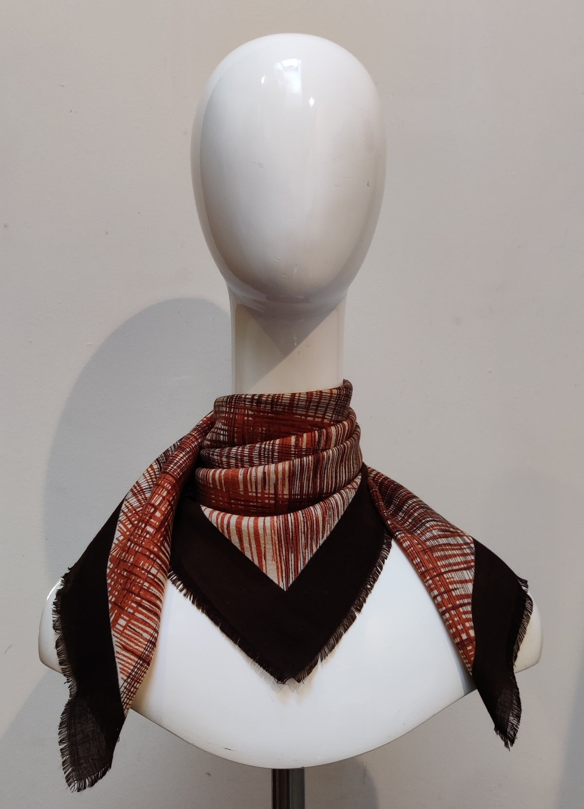 The Picasso of Plaid: 1970s Abstract Crosshatch Square Scarf