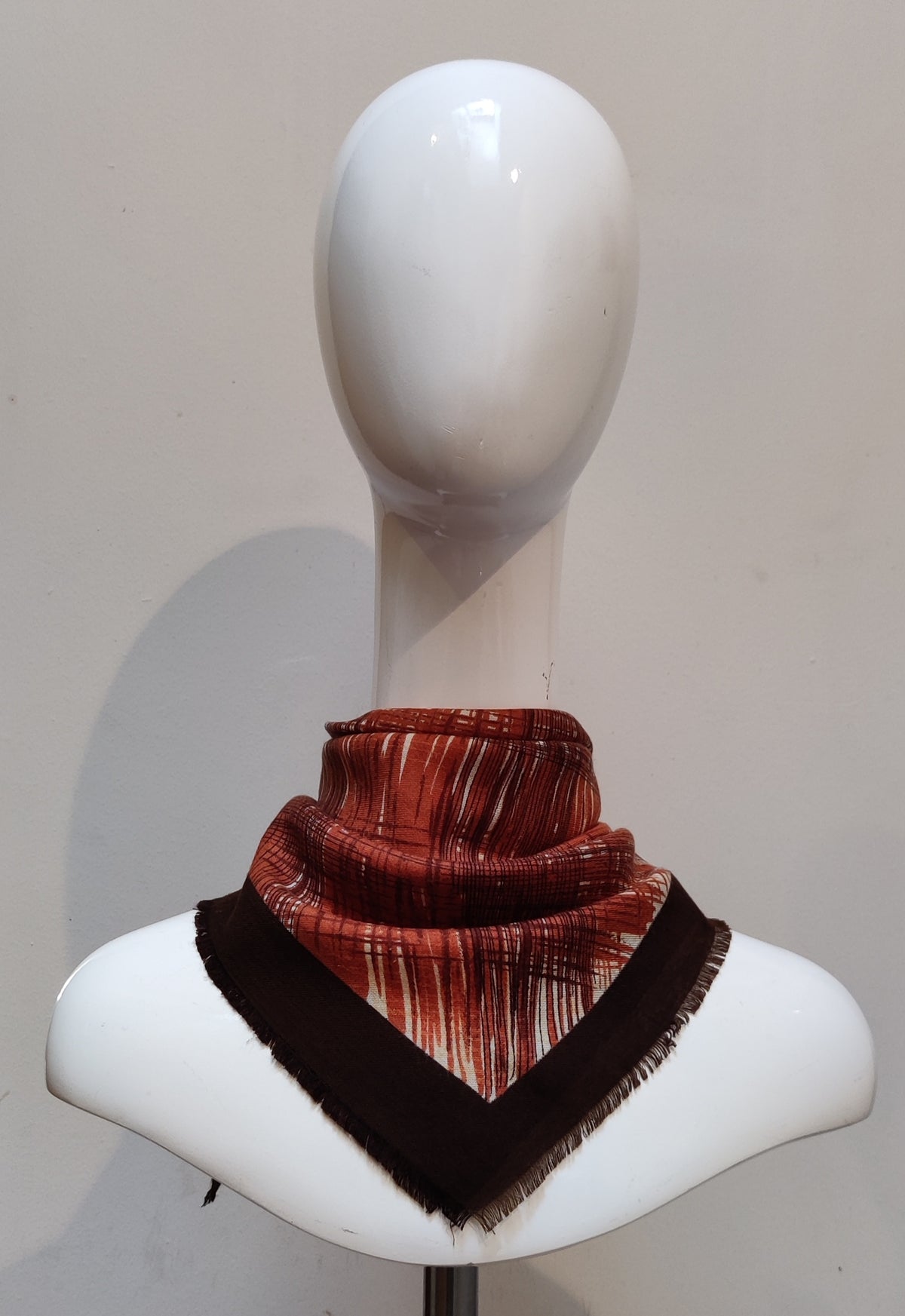 The Picasso of Plaid: 1970s Abstract Crosshatch Square Scarf