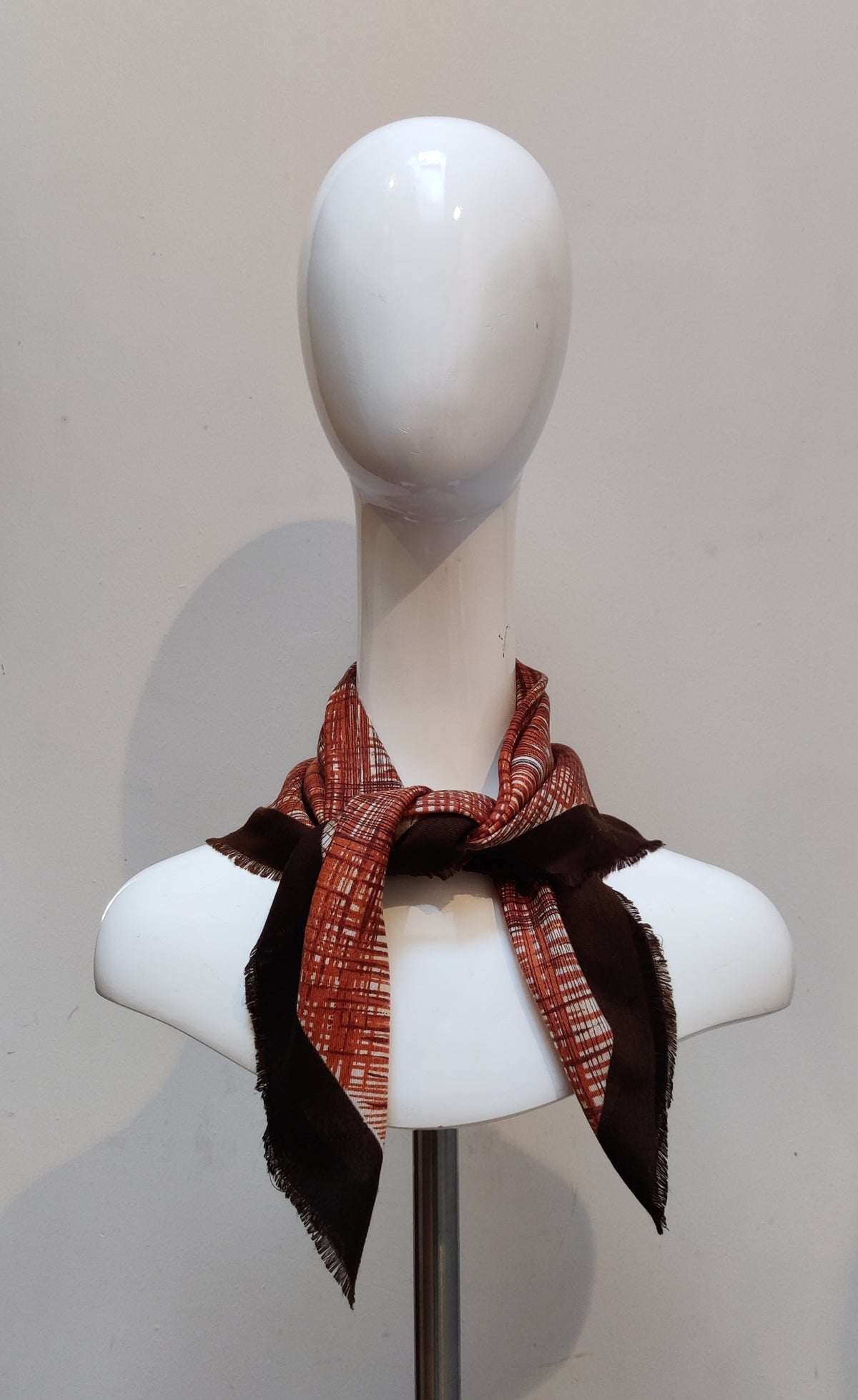 The Picasso of Plaid: 1970s Abstract Crosshatch Square Scarf