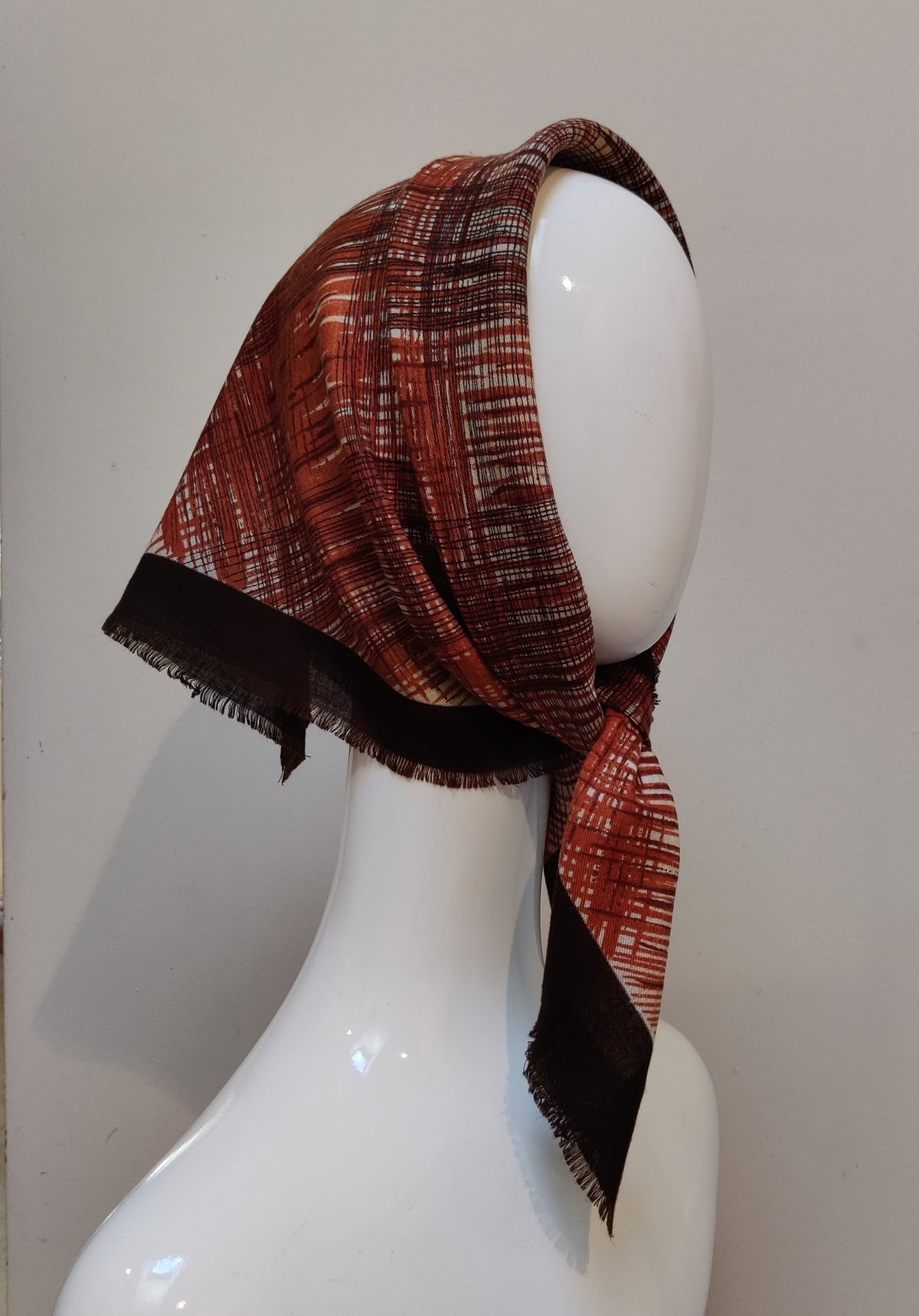 The Picasso of Plaid: 1970s Abstract Crosshatch Square Scarf