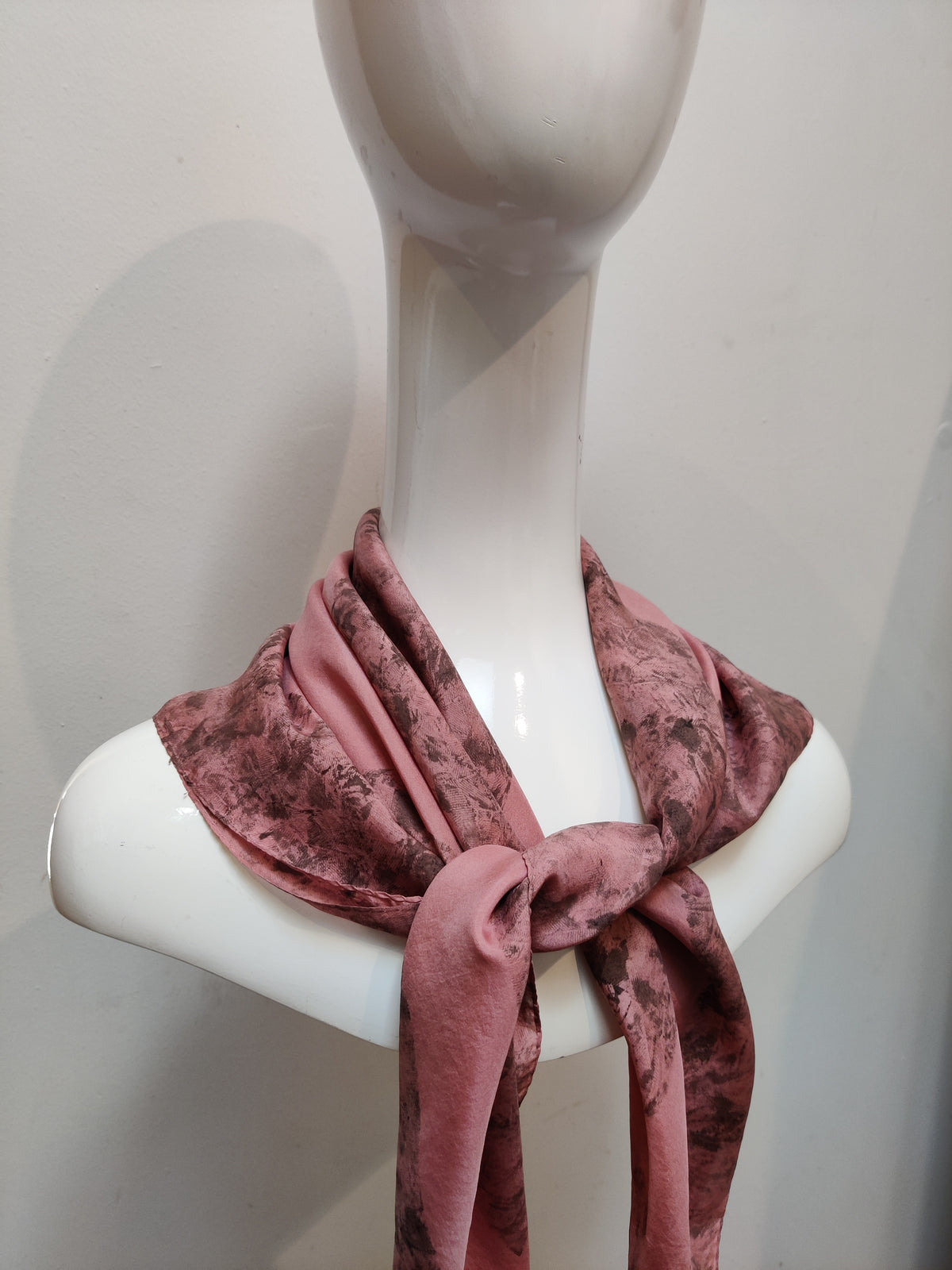Timeless Vintage Dusky Pink and Grey Silk Scarf