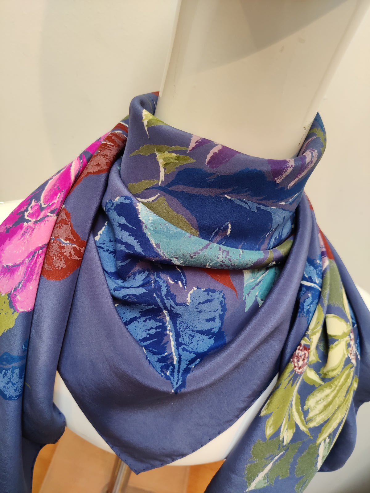 Vintage Jacqmar Botanical Swirl Silk Scarf