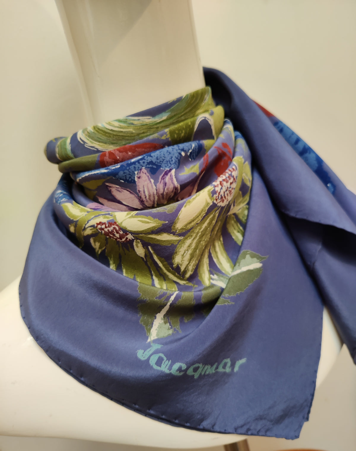 Vintage Jacqmar Botanical Swirl Silk Scarf