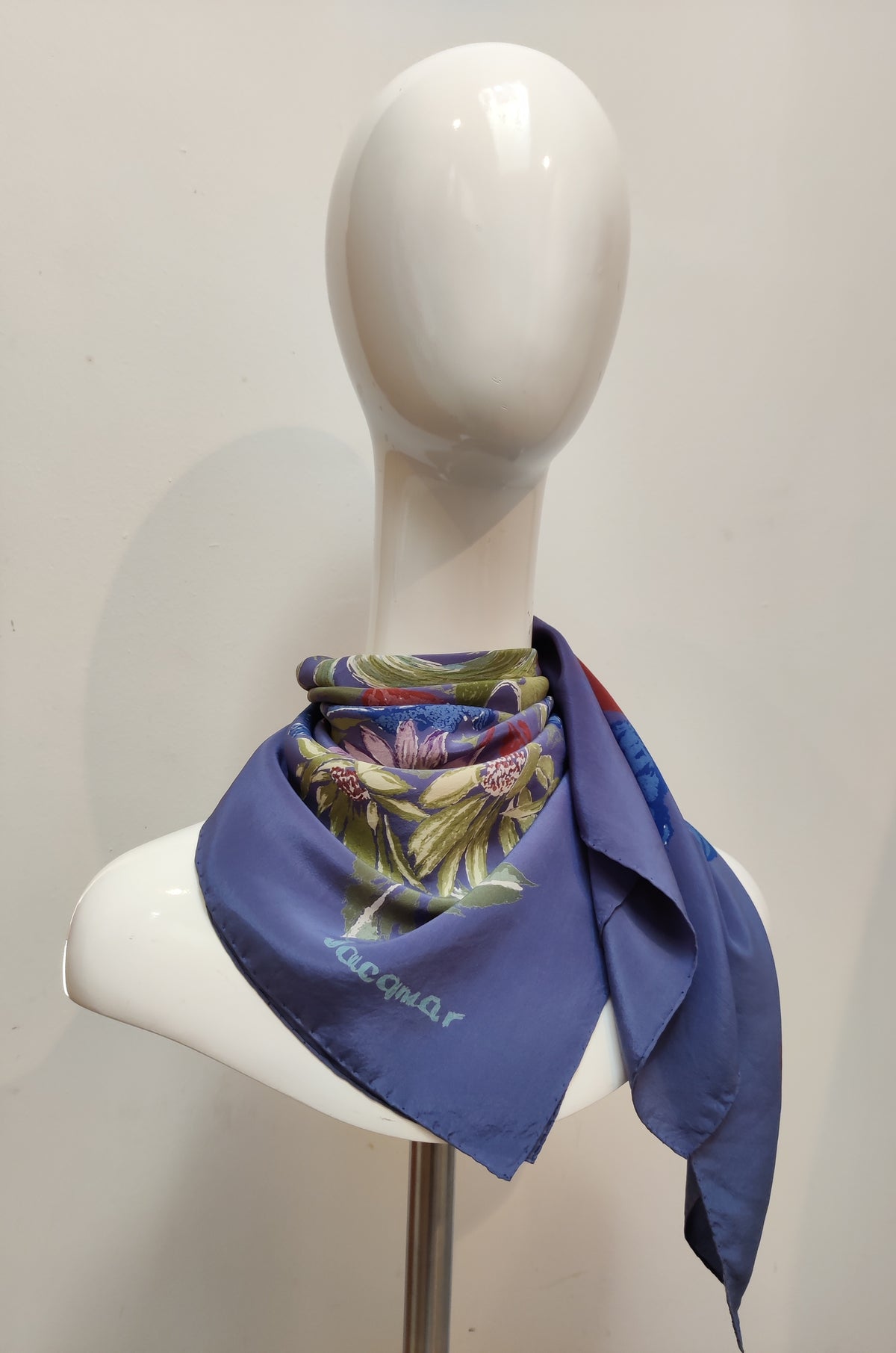 Vintage Jacqmar Botanical Swirl Silk Scarf