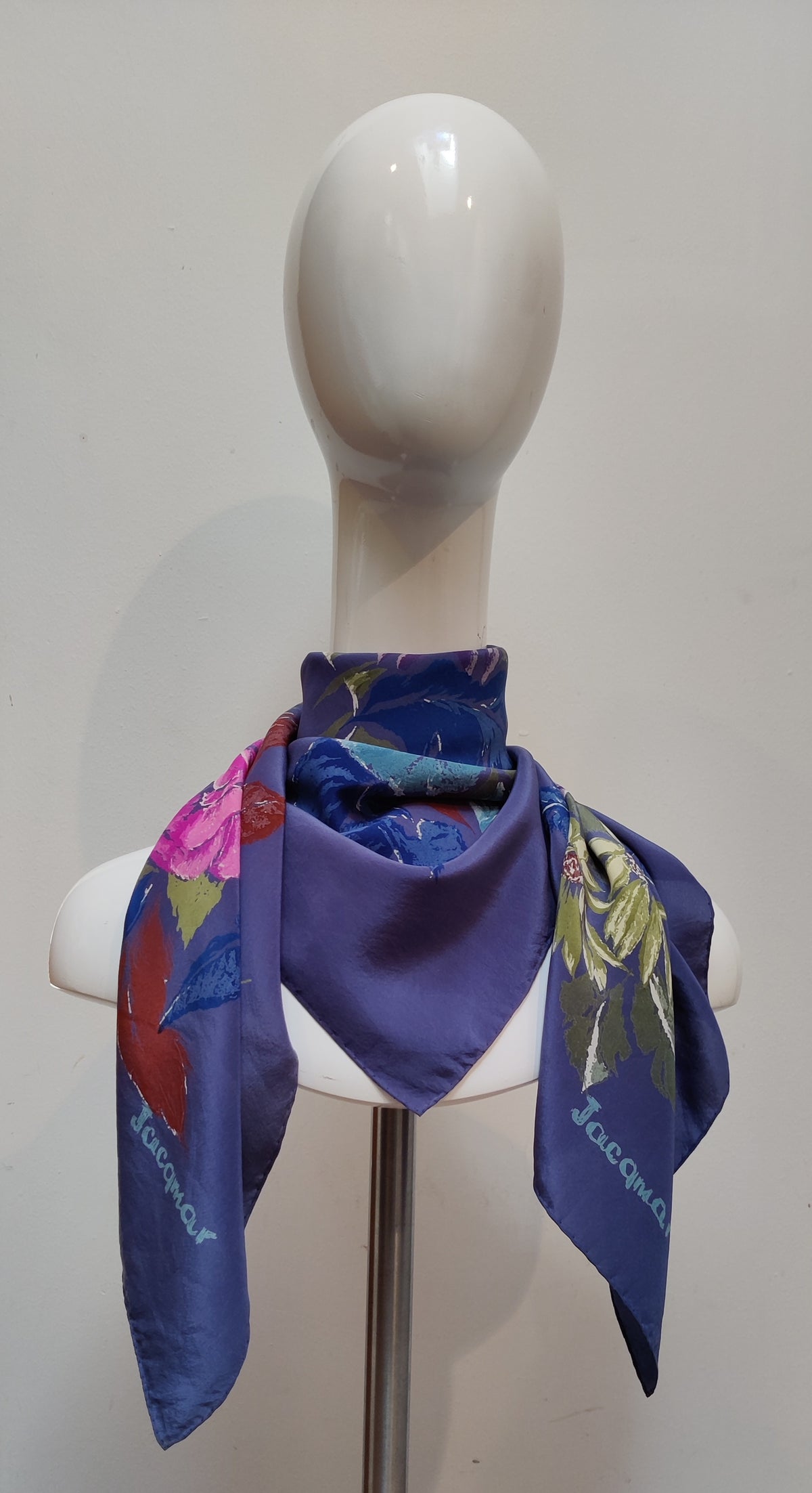 Vintage Jacqmar Botanical Swirl Silk Scarf
