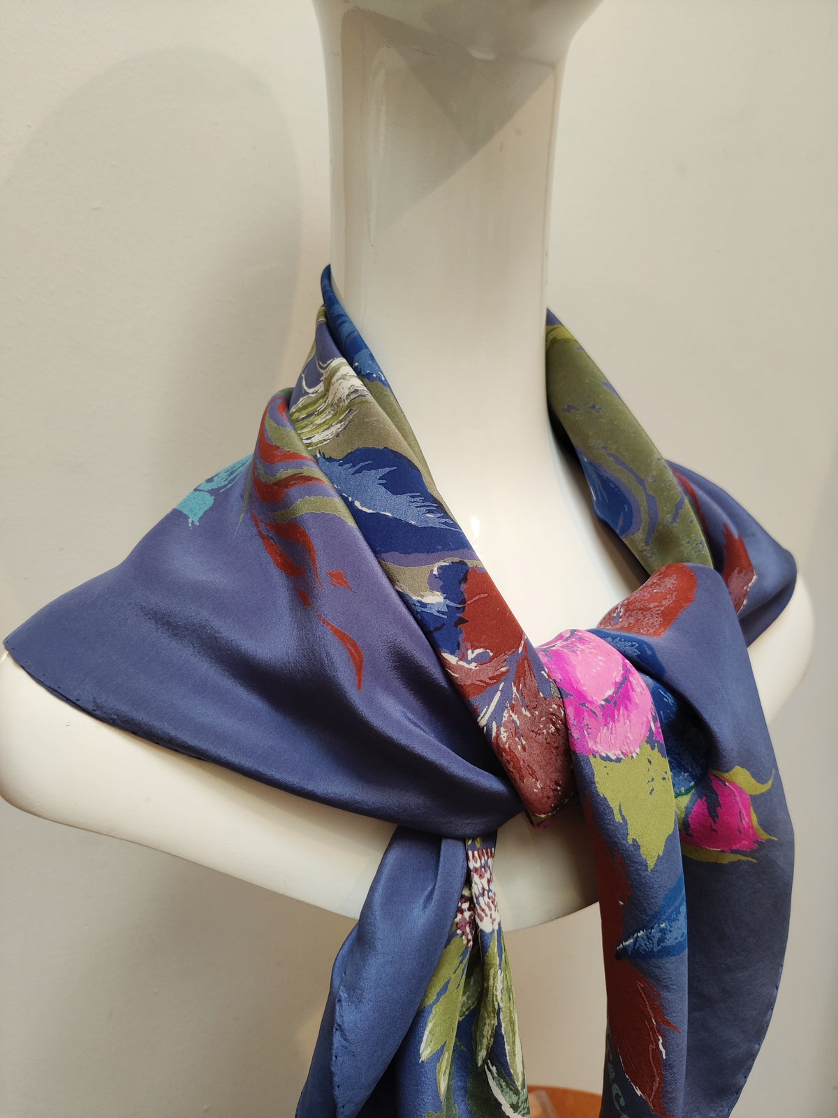 Vintage Jacqmar Botanical Swirl Silk Scarf