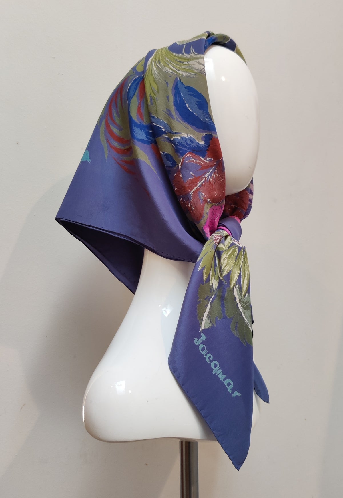 Vintage Jacqmar Botanical Swirl Silk Scarf