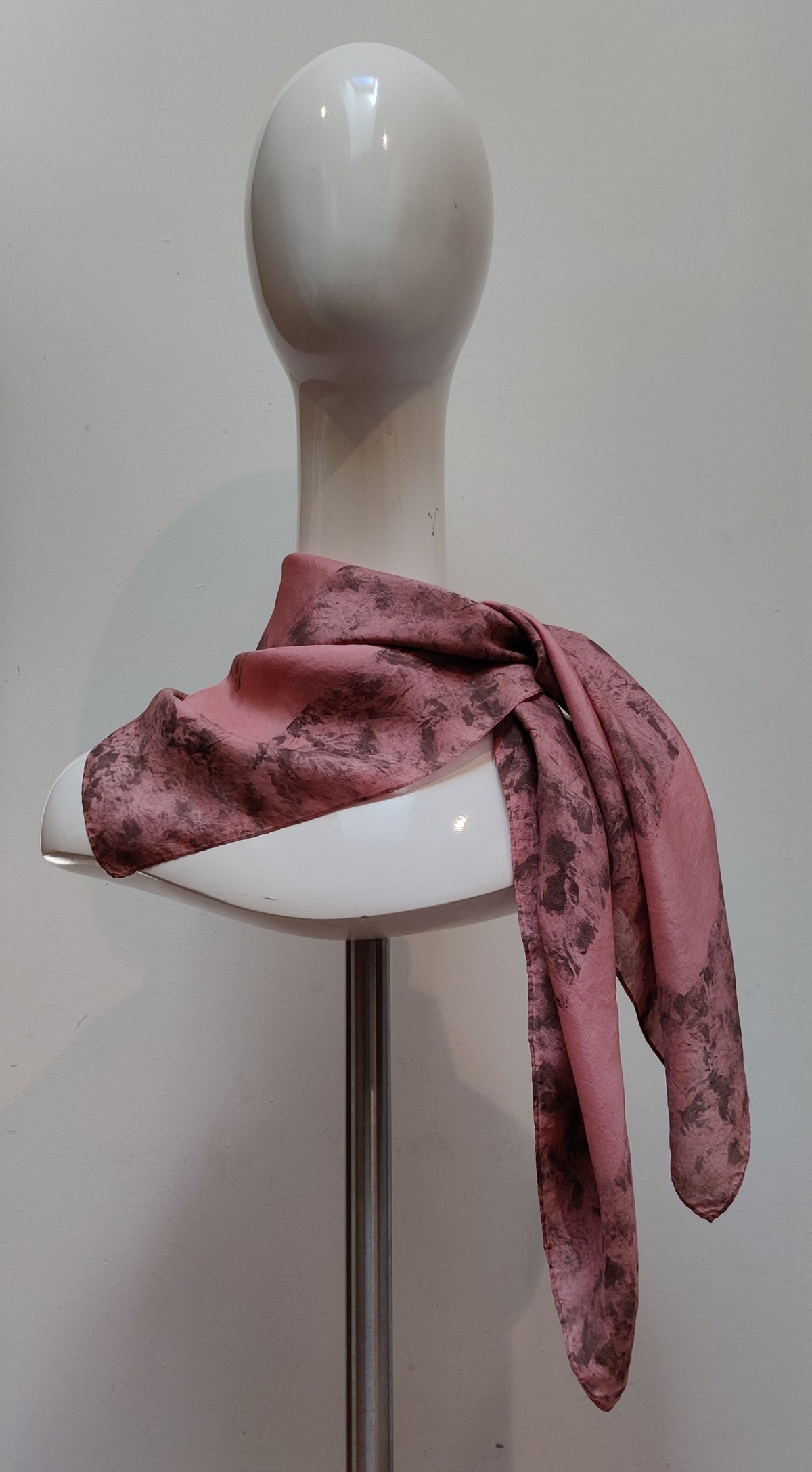 Timeless Vintage Dusky Pink and Grey Silk Scarf