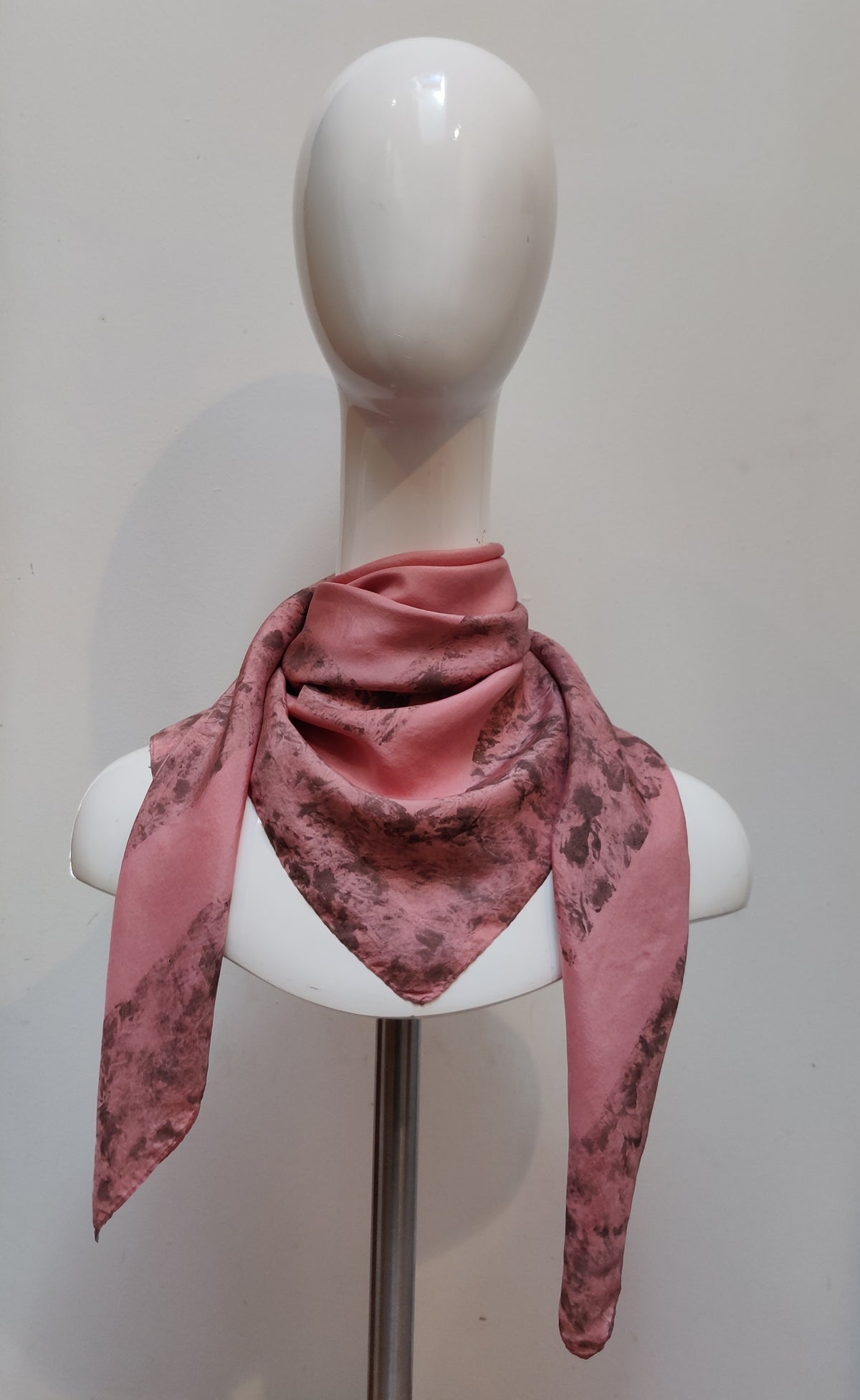 Timeless Vintage Dusky Pink and Grey Silk Scarf