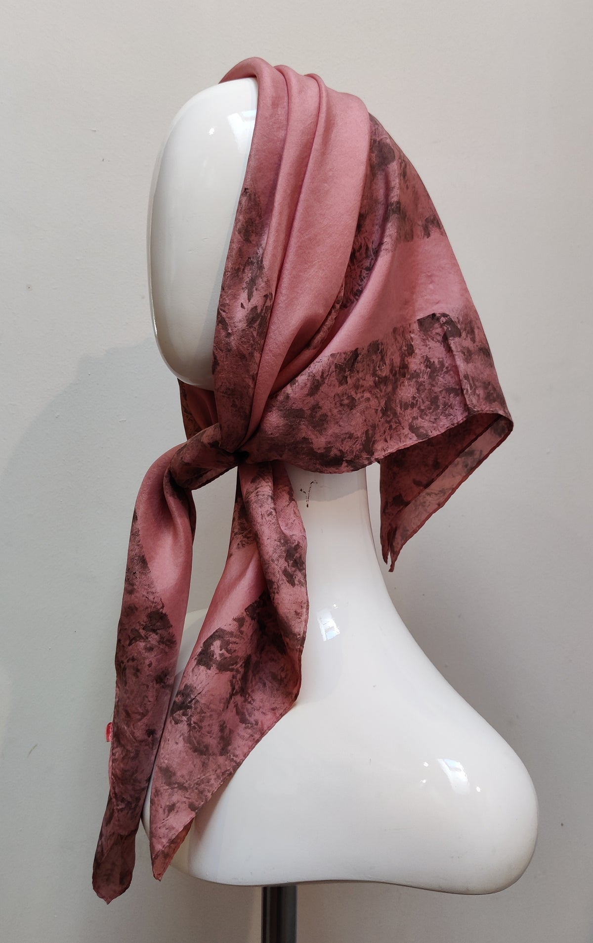 Timeless Vintage Dusky Pink and Grey Silk Scarf