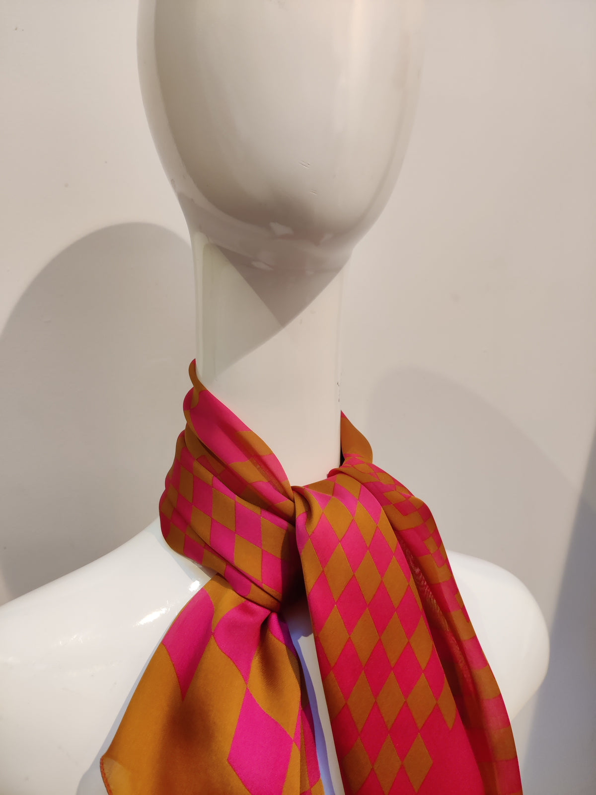 Vintage Thomas Pink Jermyn Street Pure Silk Checkerboard Scarf