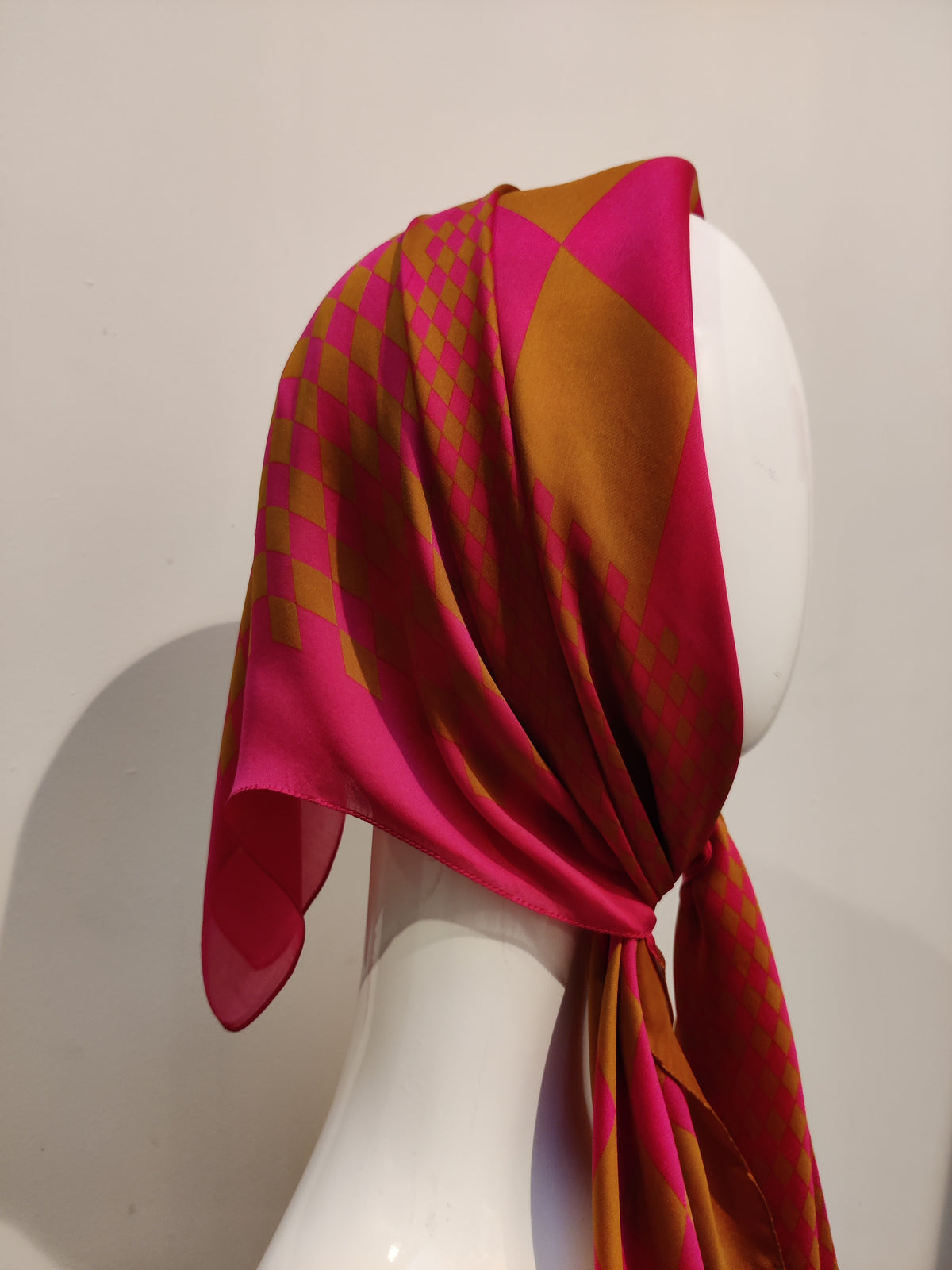 Vintage Thomas Pink Jermyn Street Pure Silk Checkerboard Scarf