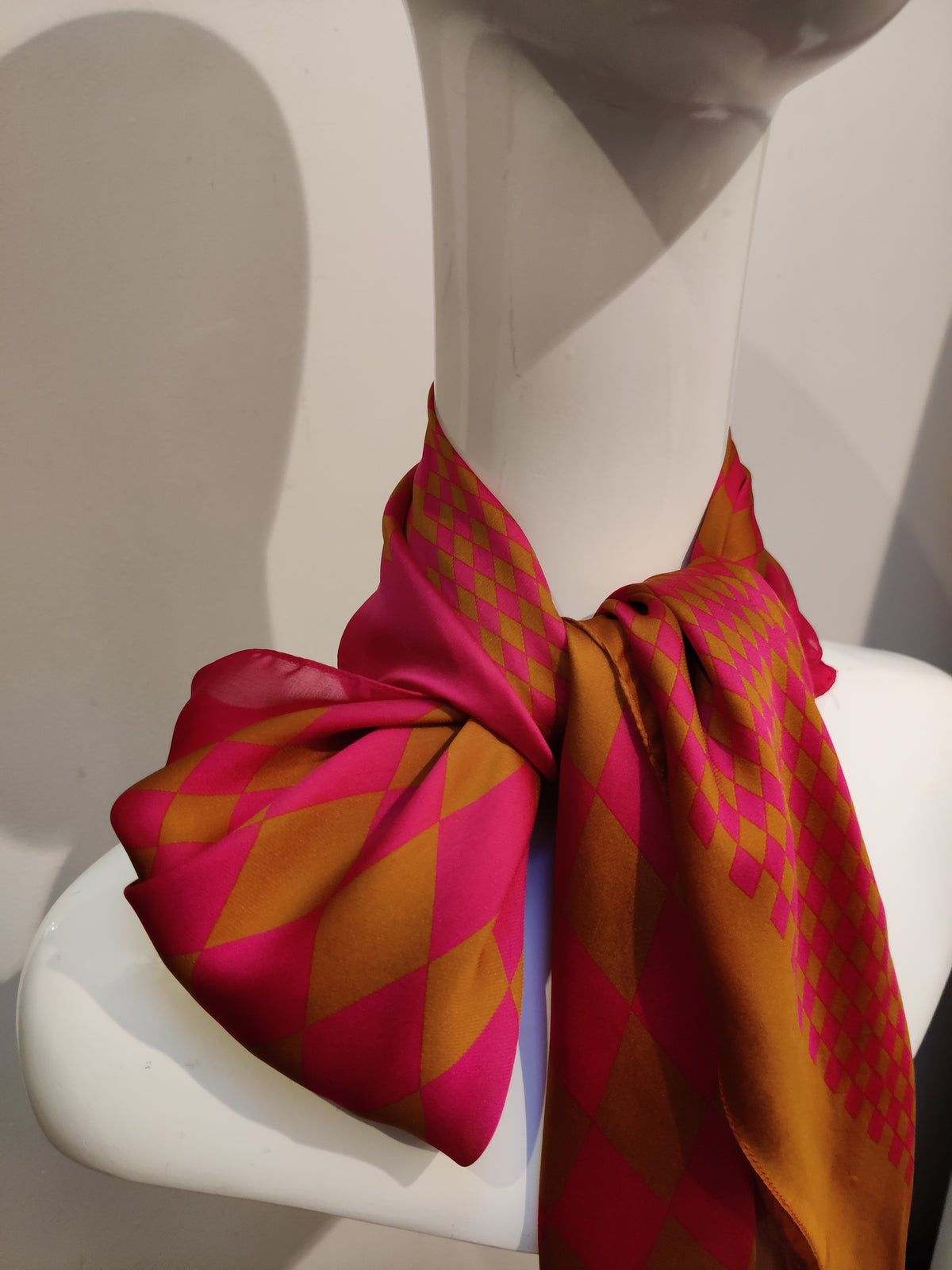 Vintage Thomas Pink Jermyn Street Pure Silk Checkerboard Scarf