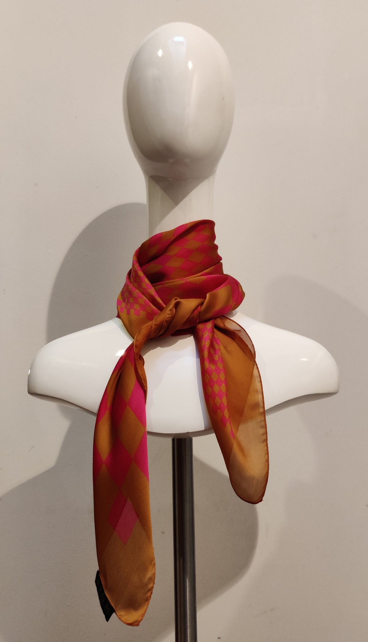 Vintage Thomas Pink Jermyn Street Pure Silk Checkerboard Scarf