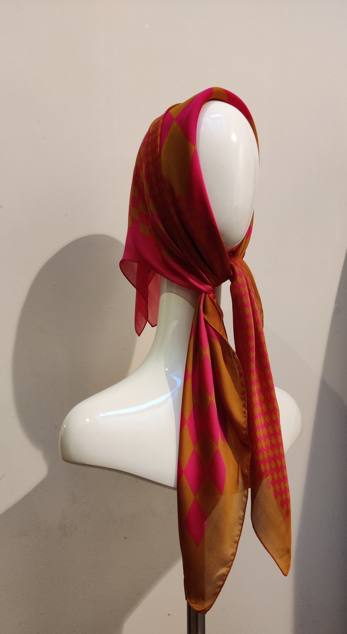 Vintage Thomas Pink Jermyn Street Pure Silk Checkerboard Scarf
