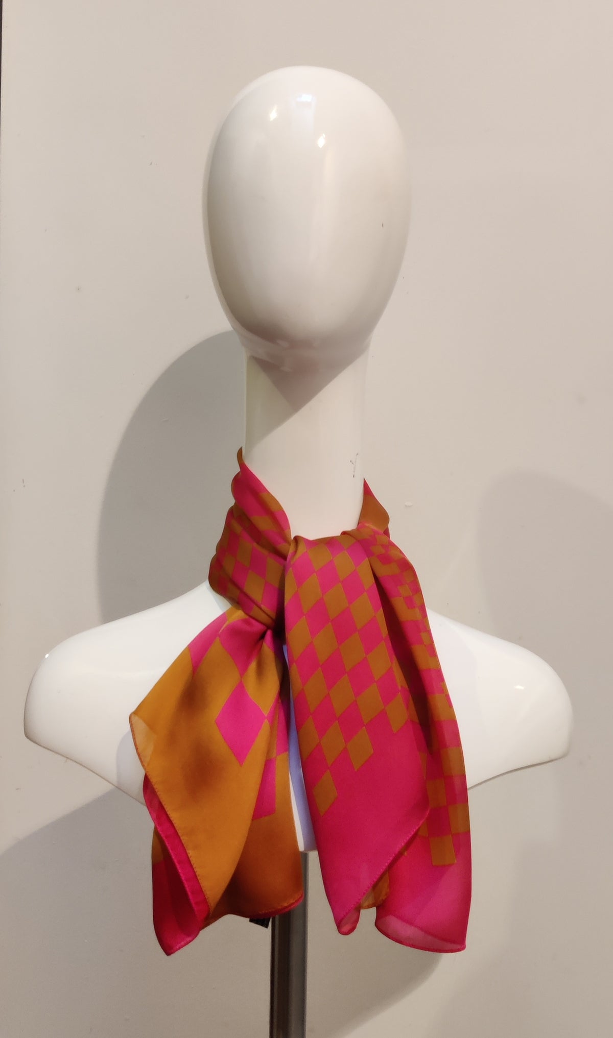 Vintage Thomas Pink Jermyn Street Pure Silk Checkerboard Scarf