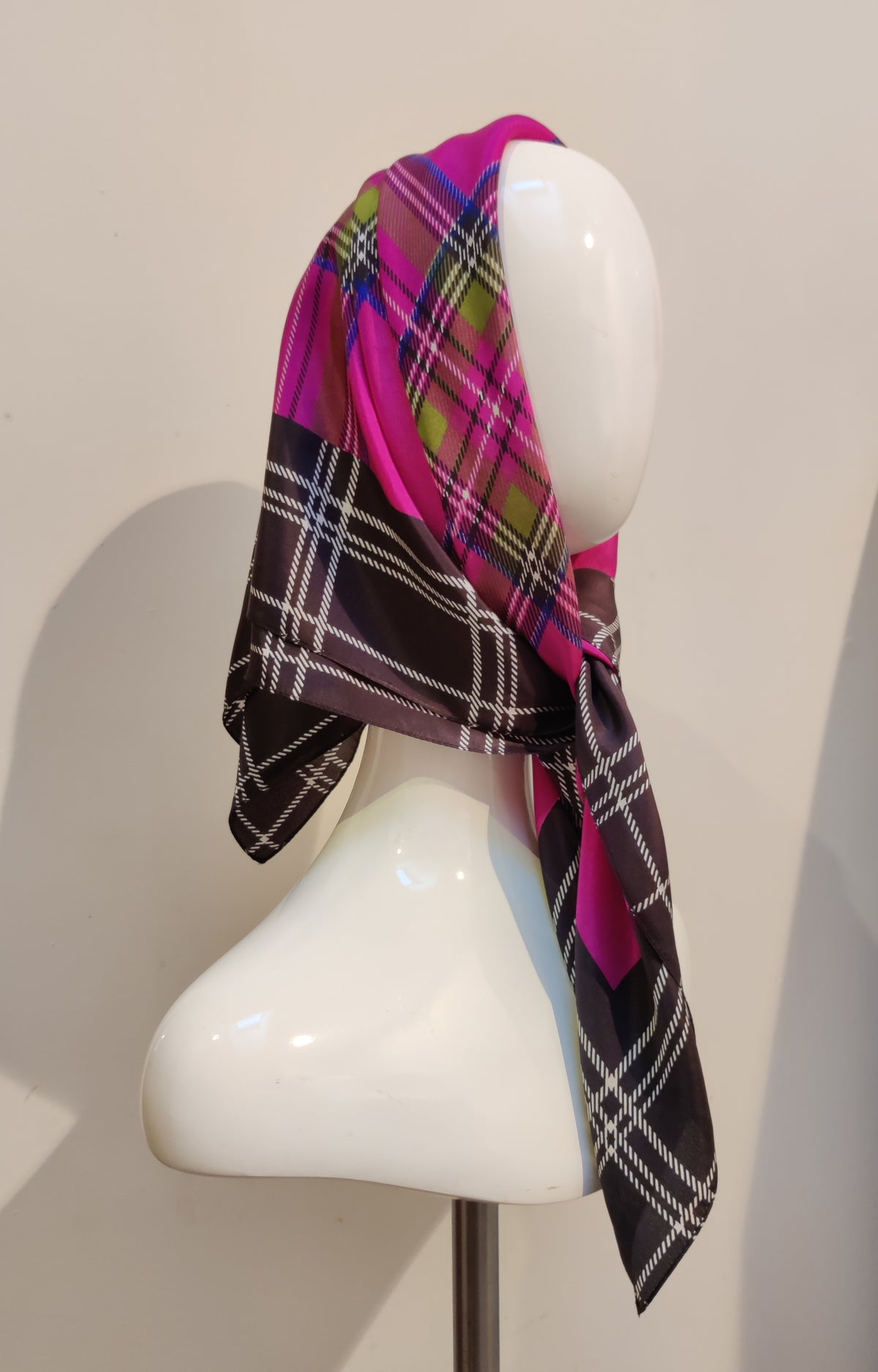 Vintage Passigatti Italian Silk Plaid Square Scarf