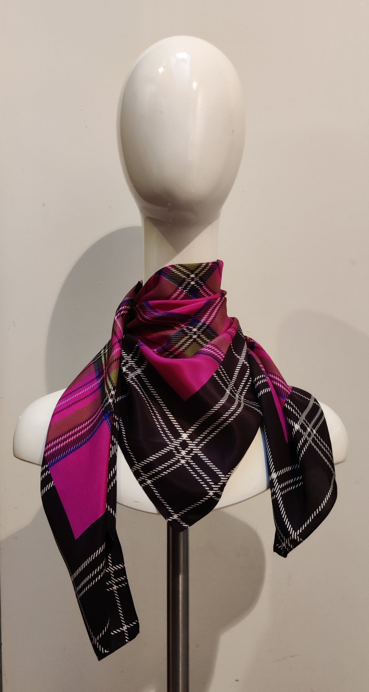 Vintage Passigatti Italian Silk Plaid Square Scarf