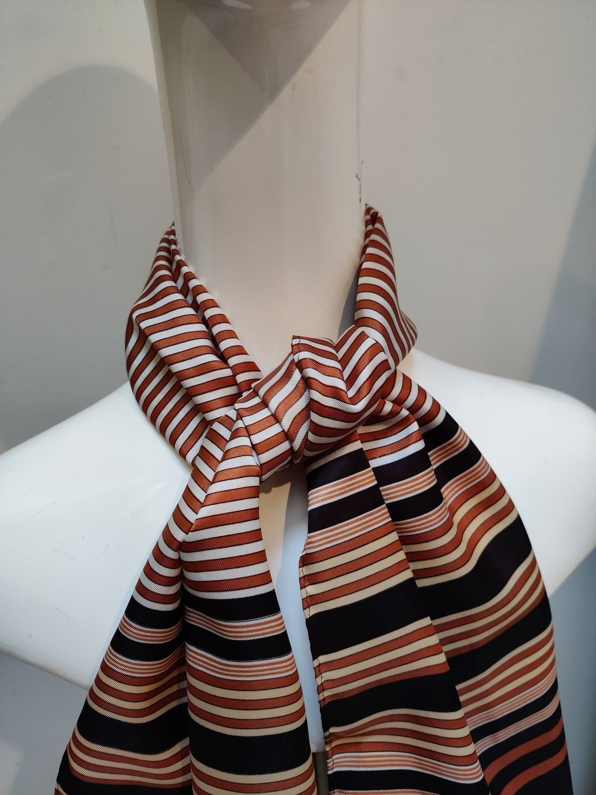 Vintage 1970s Japanese Acetate Striped Oblong Scarf