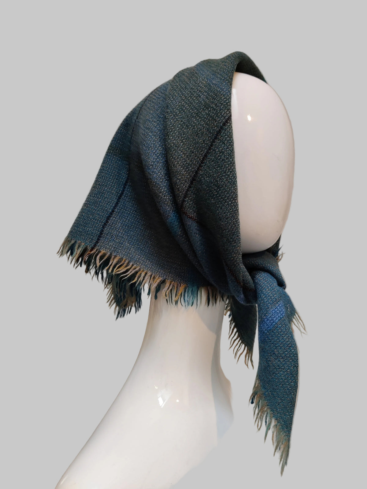 Vintage Scottish Pure Wool Fringed Square Scarf
