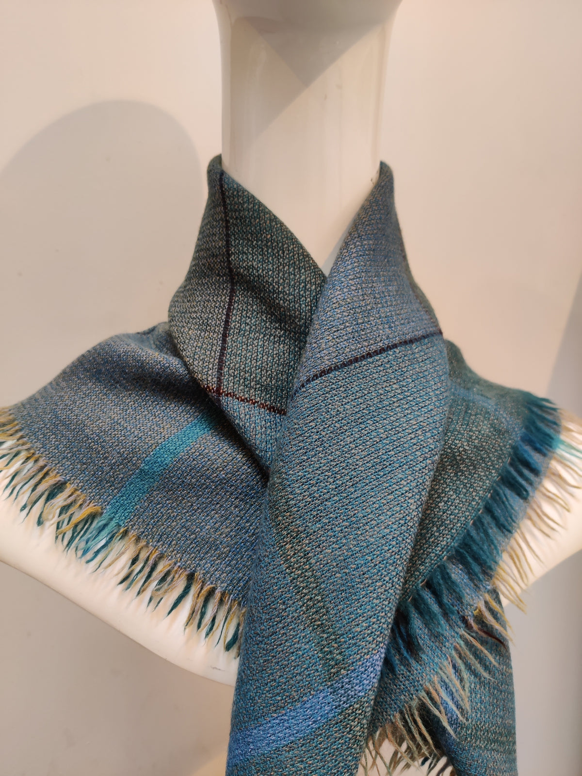 Vintage Scottish Pure Wool Fringed Square Scarf