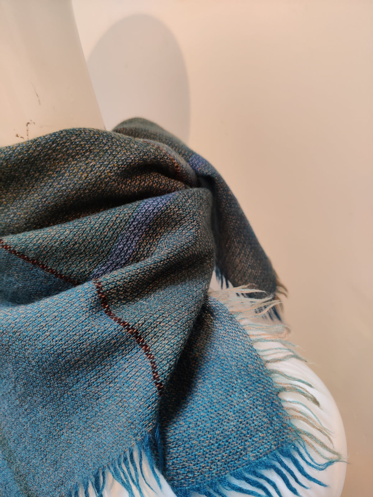 Vintage Scottish Pure Wool Fringed Square Scarf