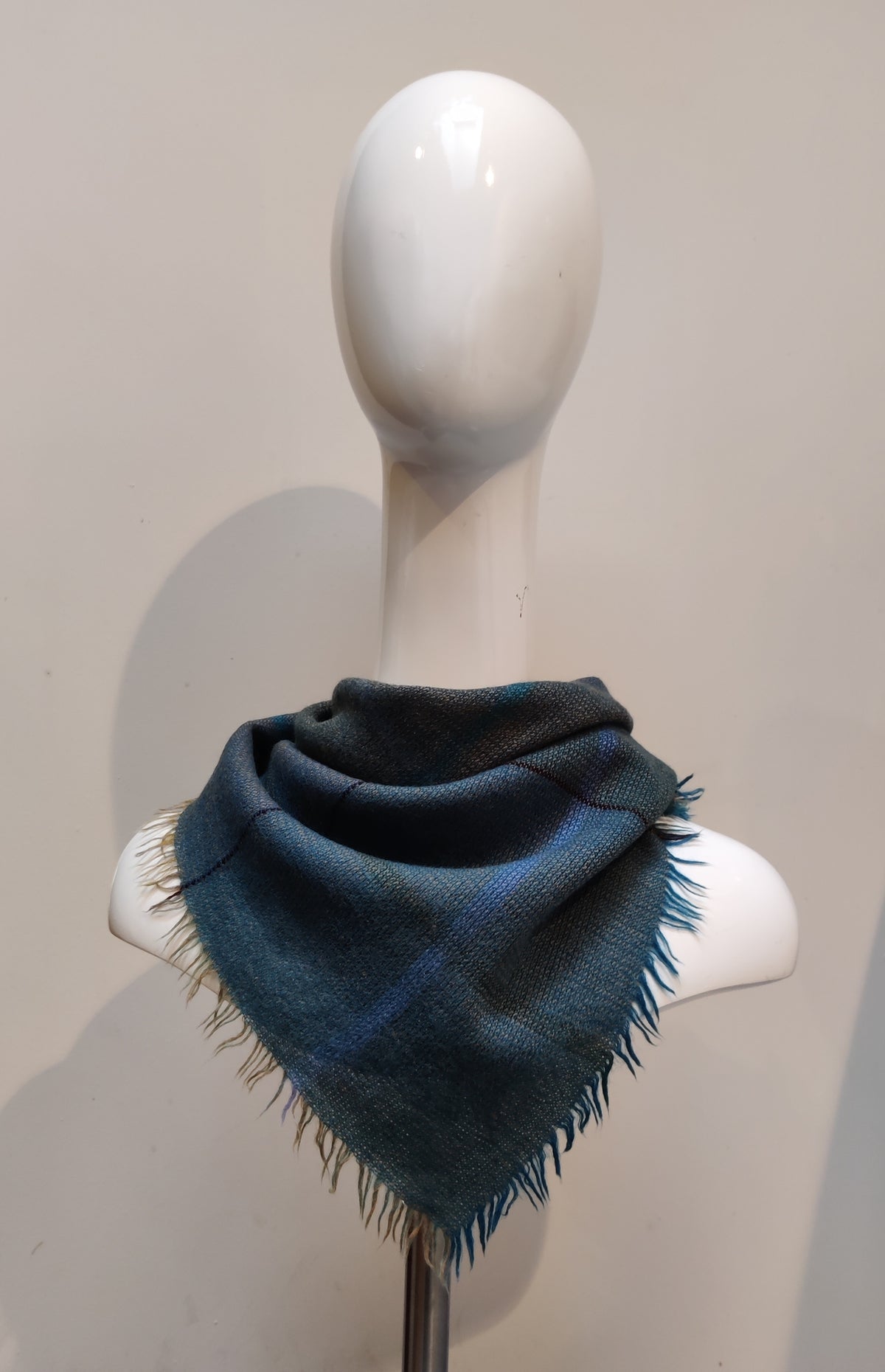 Vintage Scottish Pure Wool Fringed Square Scarf