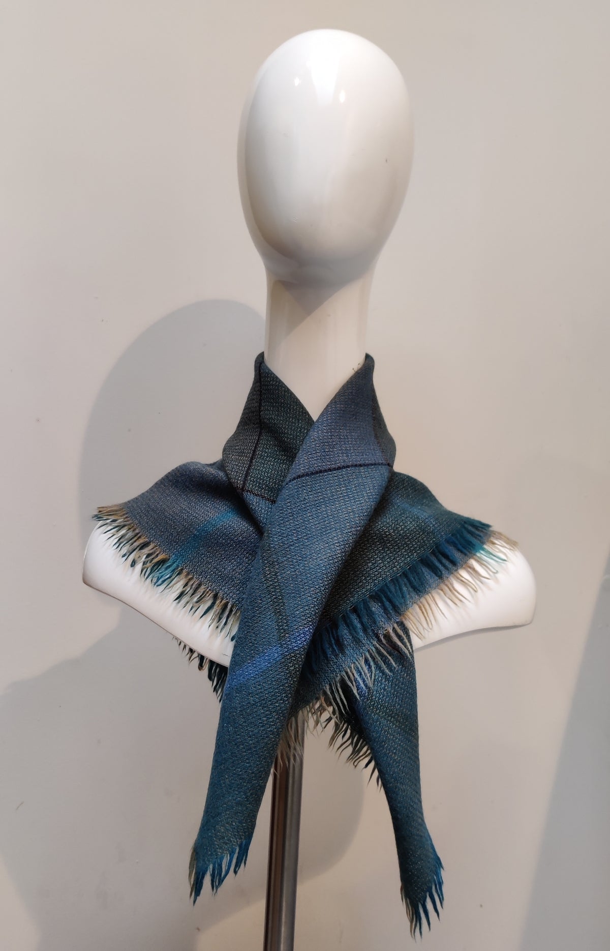 Vintage Scottish Pure Wool Fringed Square Scarf