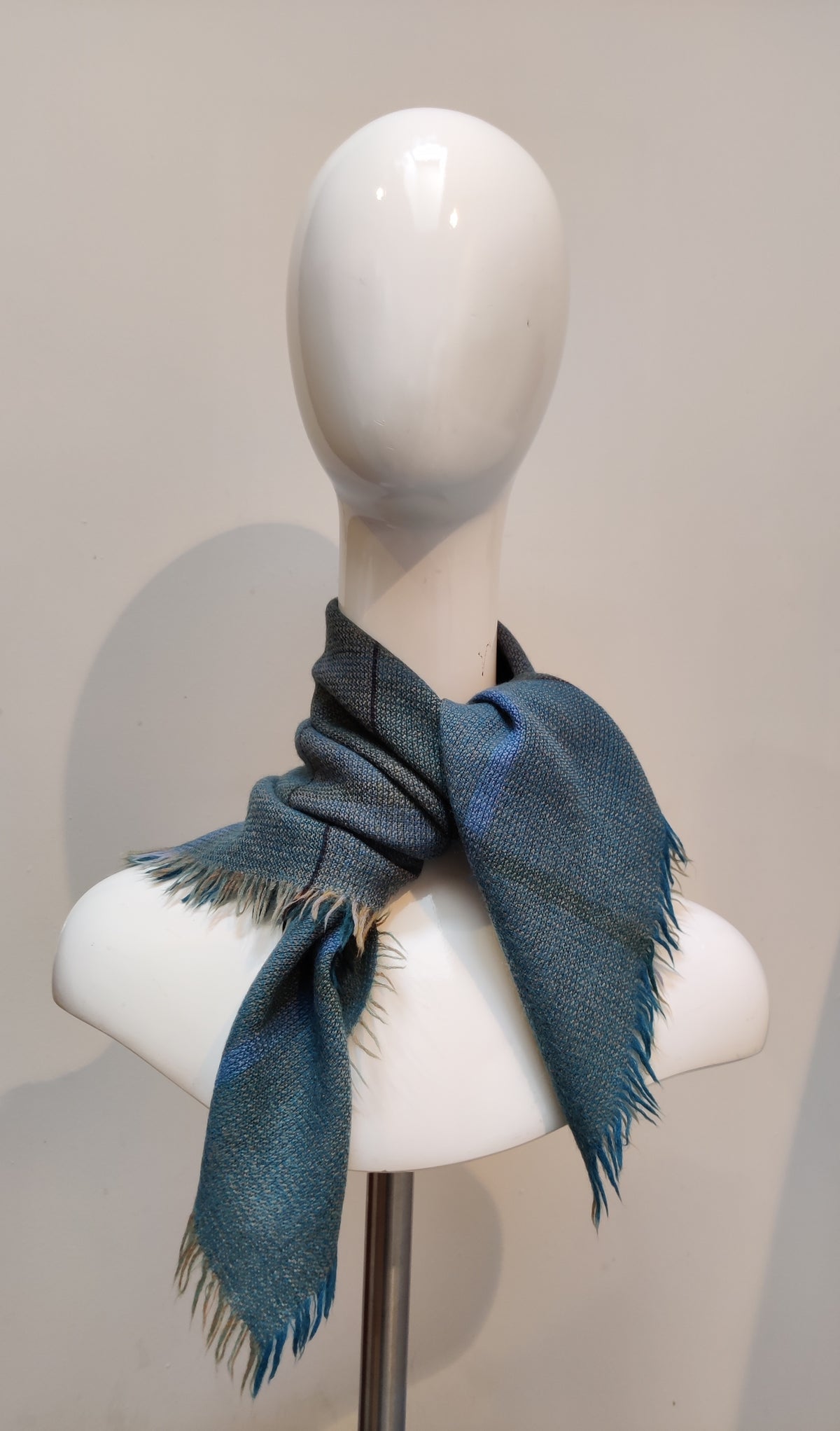 Vintage Scottish Pure Wool Fringed Square Scarf