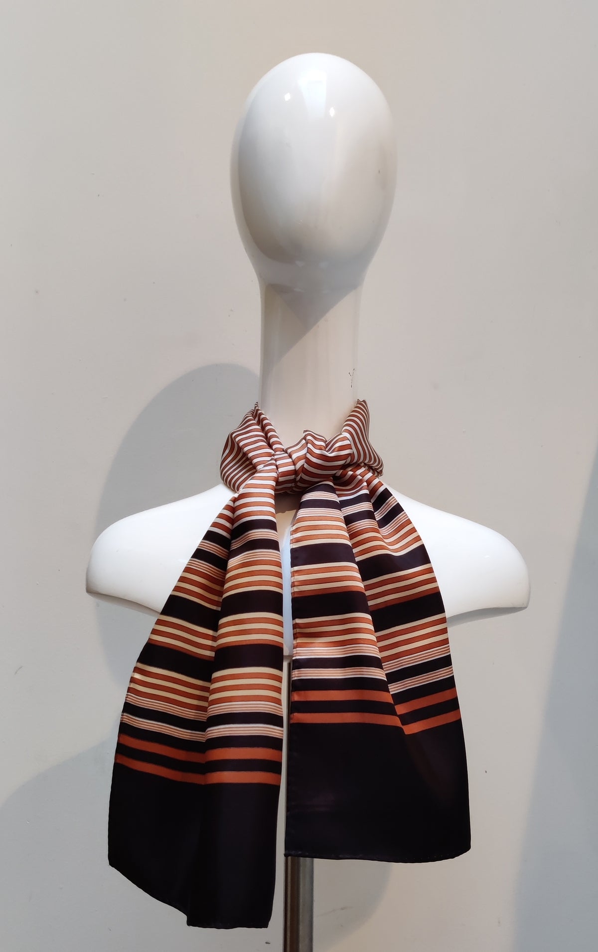 Vintage 1970s Japanese Acetate Striped Oblong Scarf