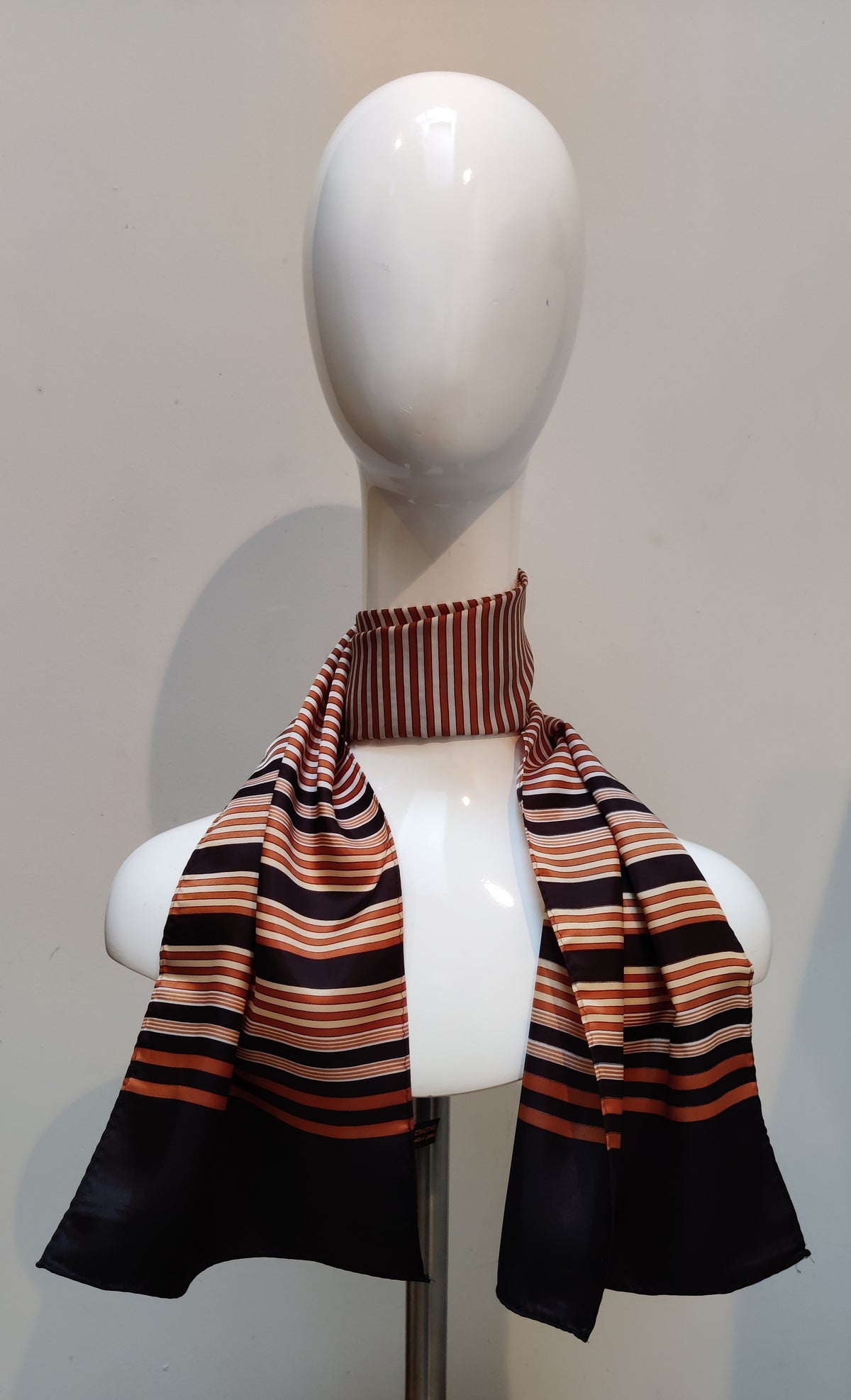 Vintage 1970s Japanese Acetate Striped Oblong Scarf