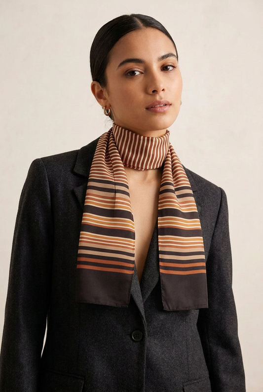 Vintage 1970s Japanese Acetate Striped Oblong Scarf