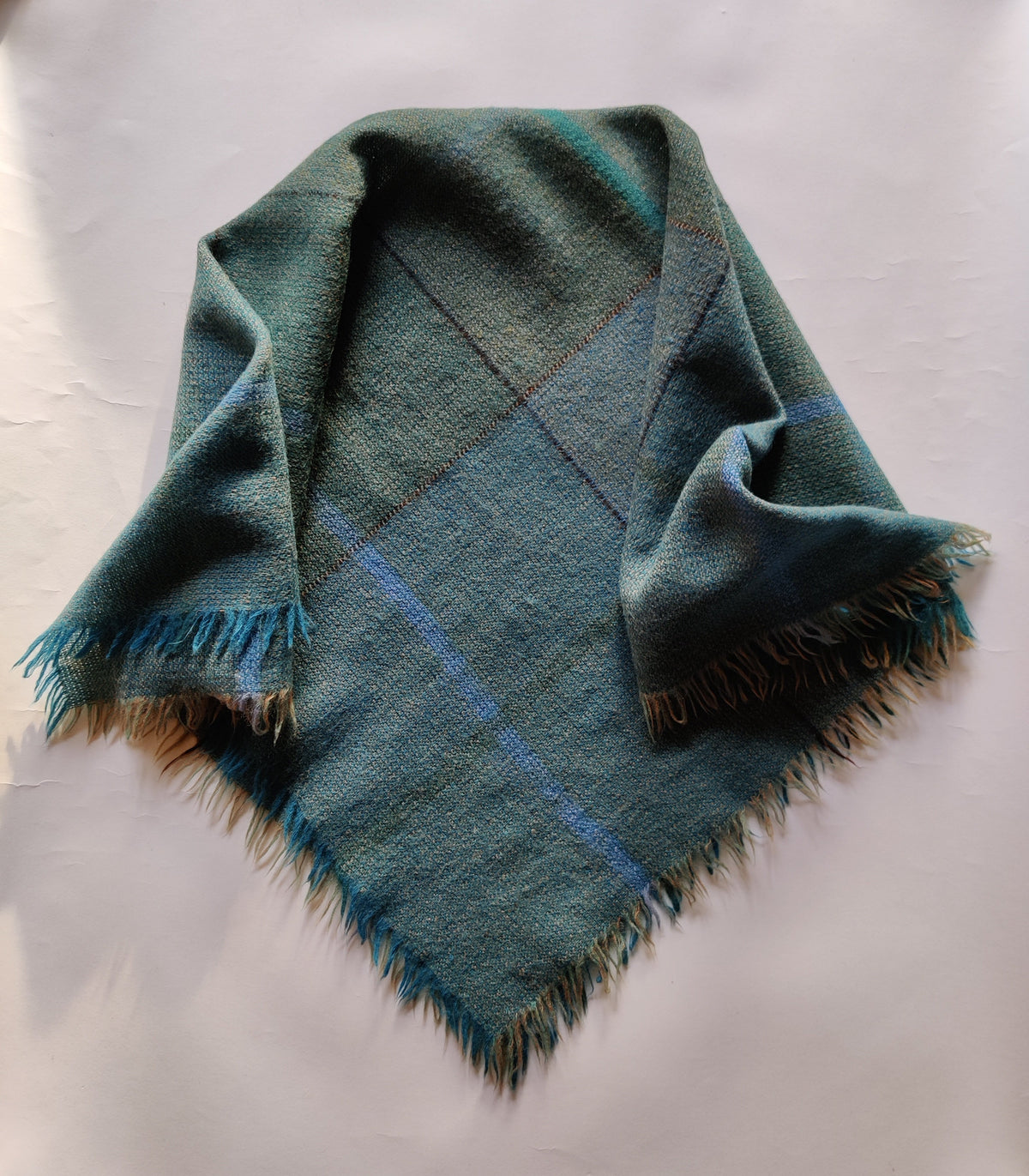 Vintage Scottish Pure Wool Fringed Square Scarf