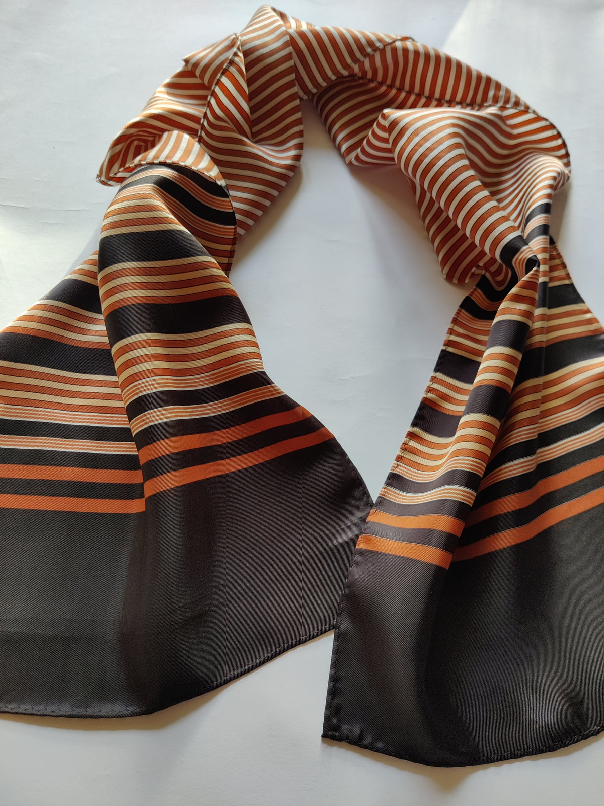 Vintage 1970s Japanese Acetate Striped Oblong Scarf