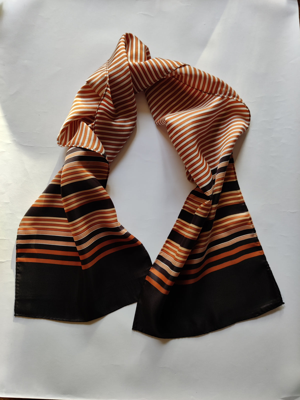 Vintage 1970s Japanese Acetate Striped Oblong Scarf