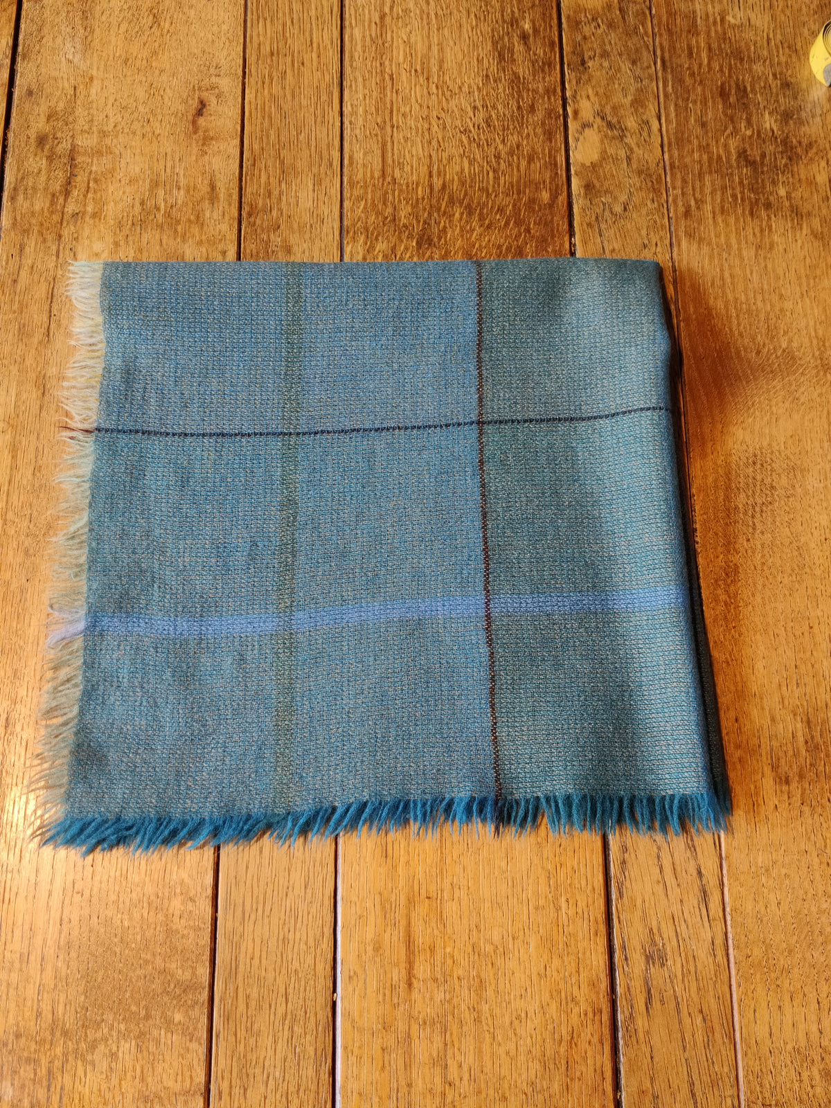 Vintage Scottish Pure Wool Fringed Square Scarf