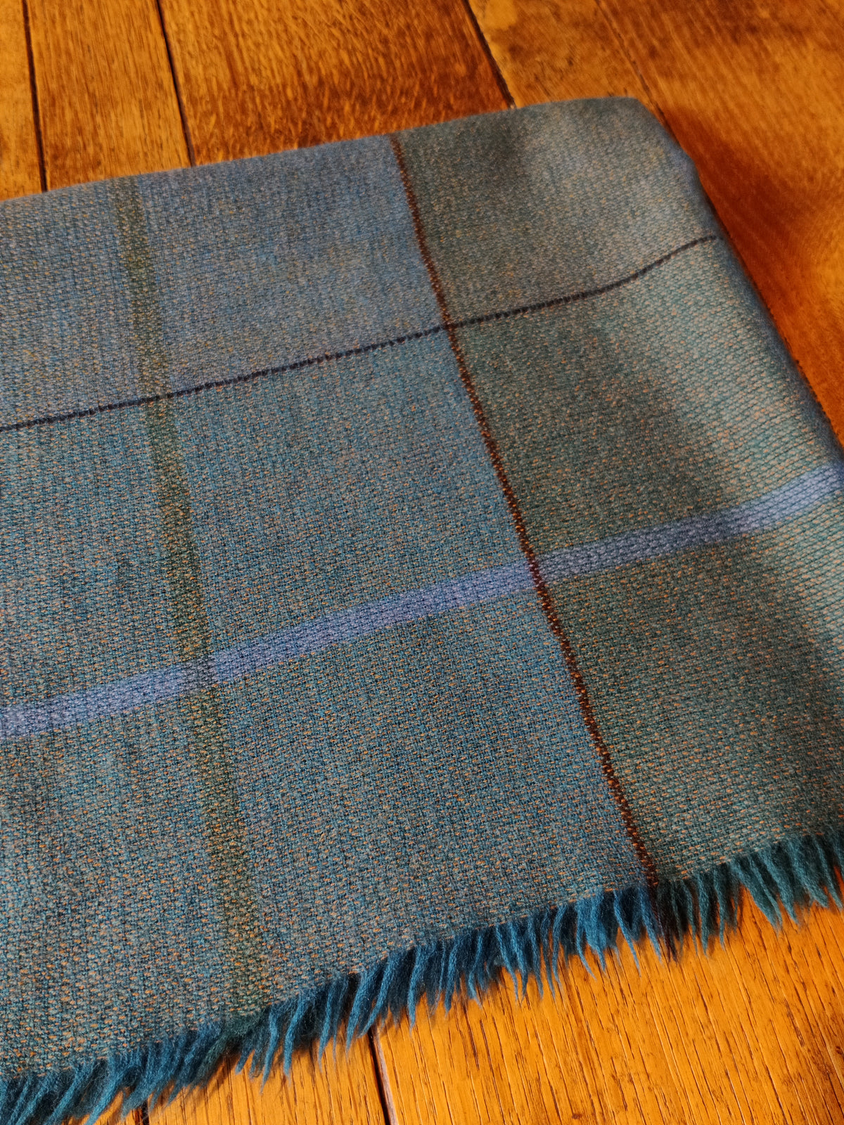 Vintage Scottish Pure Wool Fringed Square Scarf