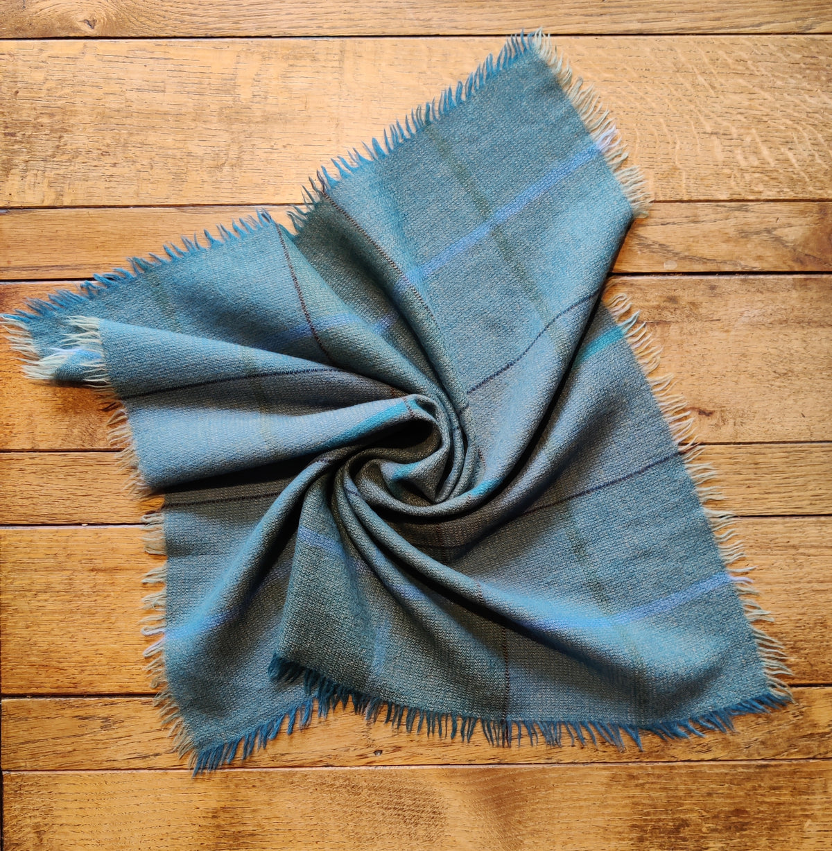 Vintage Scottish Pure Wool Fringed Square Scarf