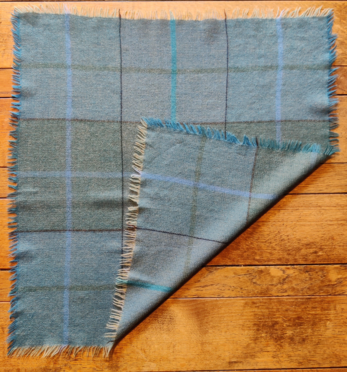 Vintage Scottish Pure Wool Fringed Square Scarf