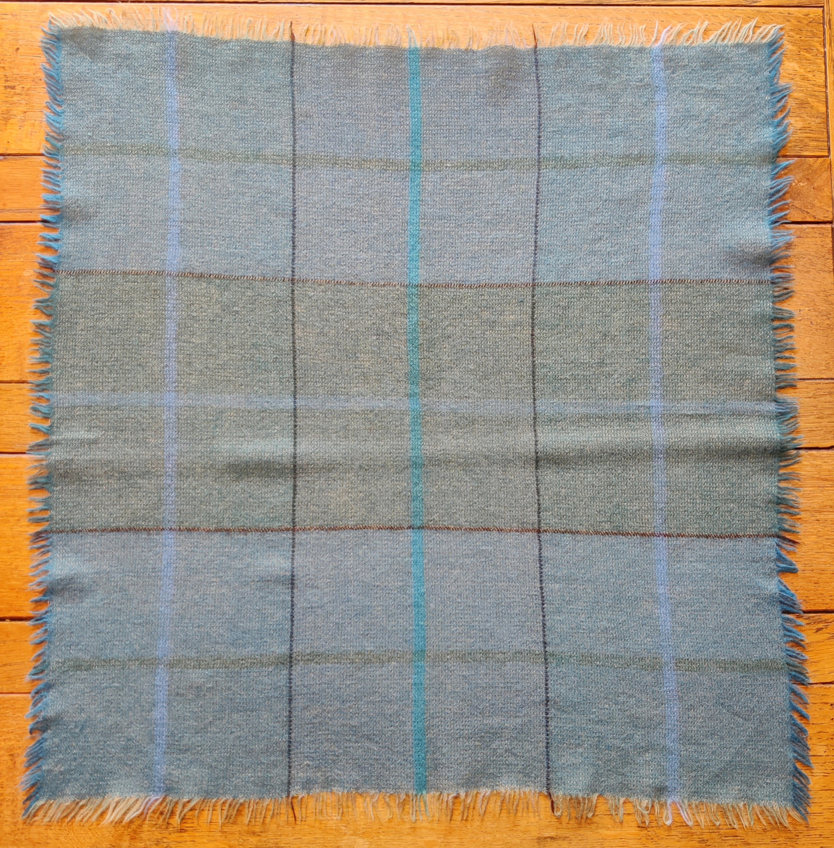 Vintage Scottish Pure Wool Fringed Square Scarf